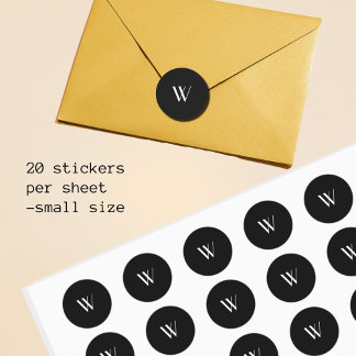 Sticker Rond Votre monogramme en noir et blanc