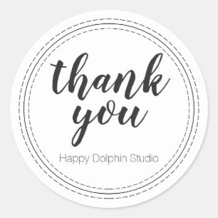 Sticker Rond Votre nom d'entreprise Merci noir blanc