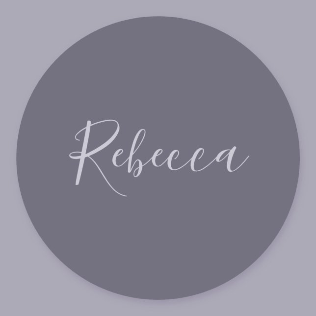 Sticker Rond Votre nom | Élégant script de lavande sur le viole (Créateur téléchargé)