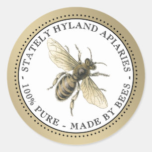 Sticker Rond Votre nom ici Custom Apiary Beekeeper Color Bee
