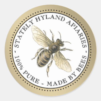 Sticker Rond Votre nom ici Custom Apiary Beekeeper Color Bee