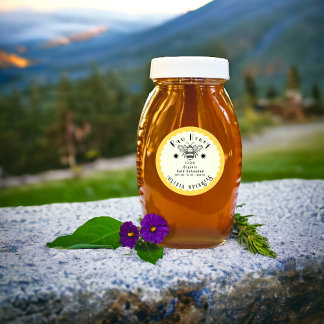 Sticker Rond Votre nom ici Custom Editable Minimal Honey Jar