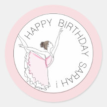 Votre nom ici Pink Ballerina Joyeux anniversaire