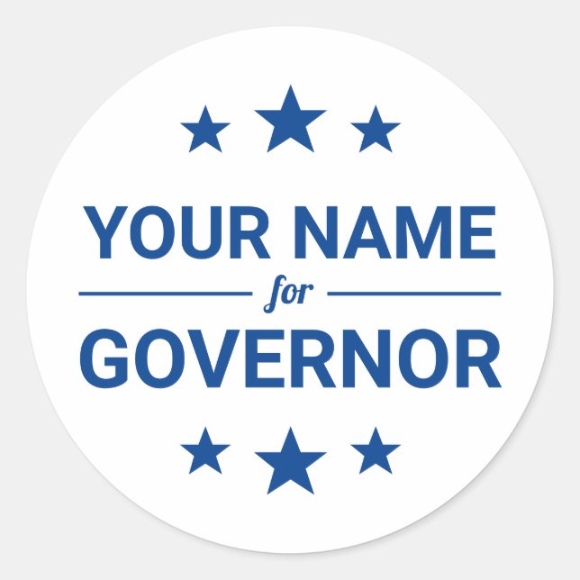 Sticker Rond Votre nom pour Gouverneur Texte personnalisé Étoil (Devant)