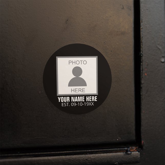 Sticker Rond Votre photo ici Nom et âge (Créateur téléchargé)