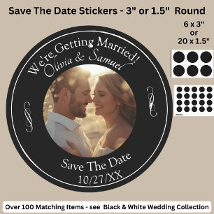 Sticker Rond Votre photo, Sauvegarder la date, Infinity noir et