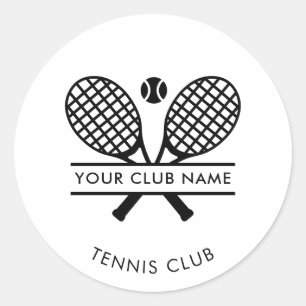 Sticker Rond Votre Tennis Country Club Nom Bureau Minimaliste