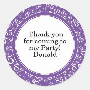 Sticker Rond Votre texte 85ème motif numérique aléatoire Viole