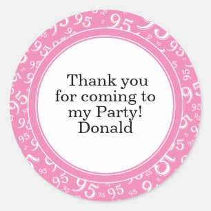 Sticker Rond Votre texte 95ème motif numérique aléatoire Rose/