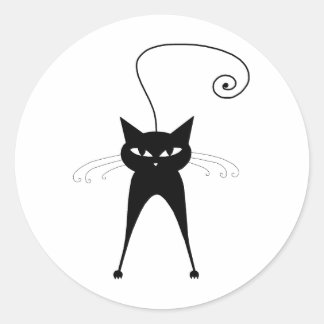 Sticker Rond Votre texte - Caractère Chat Noir Pose 5