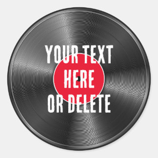 Sticker Rond Votre texte/couleur Retro Vinyl Record Album Music
