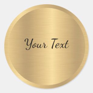 Sticker Rond Votre texte personnalisé Faux Gold Metallic Look M