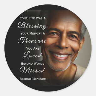 Sticker Rond Votre vie était une bénédiction Photo Mémorial