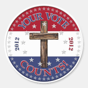 Sticker Rond VOTRE VOIX COMPTE ! 2012 Rond avec croix robuste