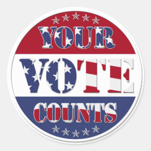 Sticker Rond VOTRE VOTE COMPTE rond avec NOUS Drapeau & étoiles