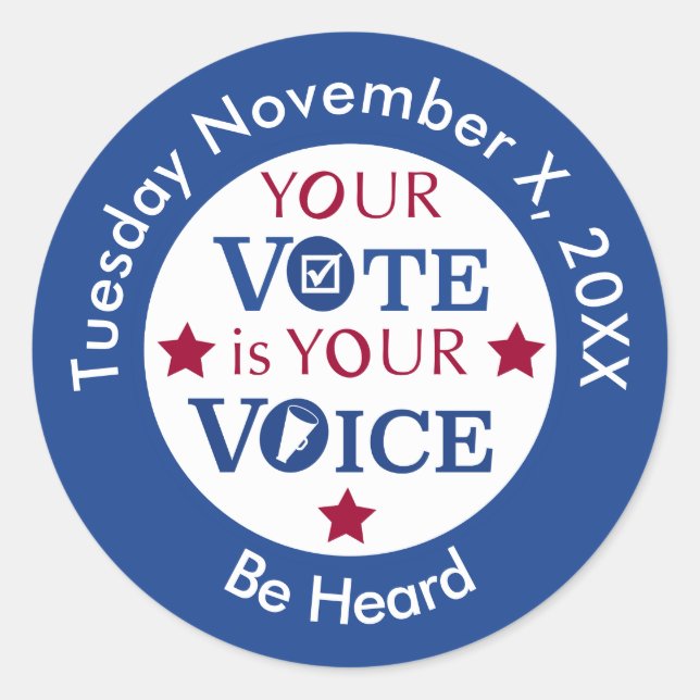 Sticker Rond Votre vote est votre message vocal personnalisé (Devant)