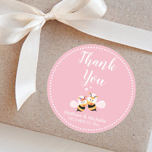 Sticker Rond Voulu Être Élégant Rose Cute Merci Mariage