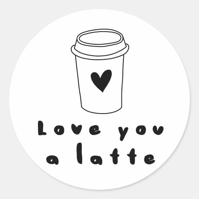 Sticker Rond vous aimer un latte (Devant)
