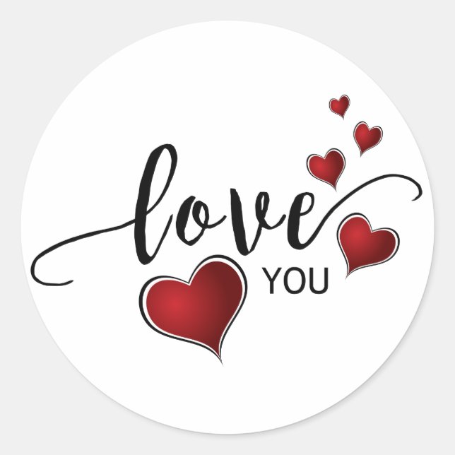 Sticker Rond Vous aimez la calligraphie et les coeurs (Devant)