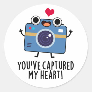Sticker Rond Vous avez capturé Mon Coeur Drôle Caméra Pun