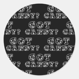 Sticker Rond Vous avez des bonbons? Crânes noirs et blancs Hall