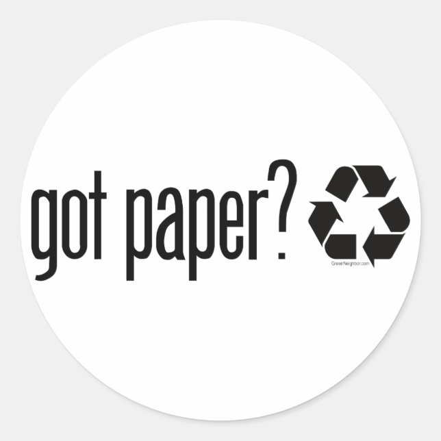 Sticker Rond vous avez du papier ? Panneau de recyclage (Devant)