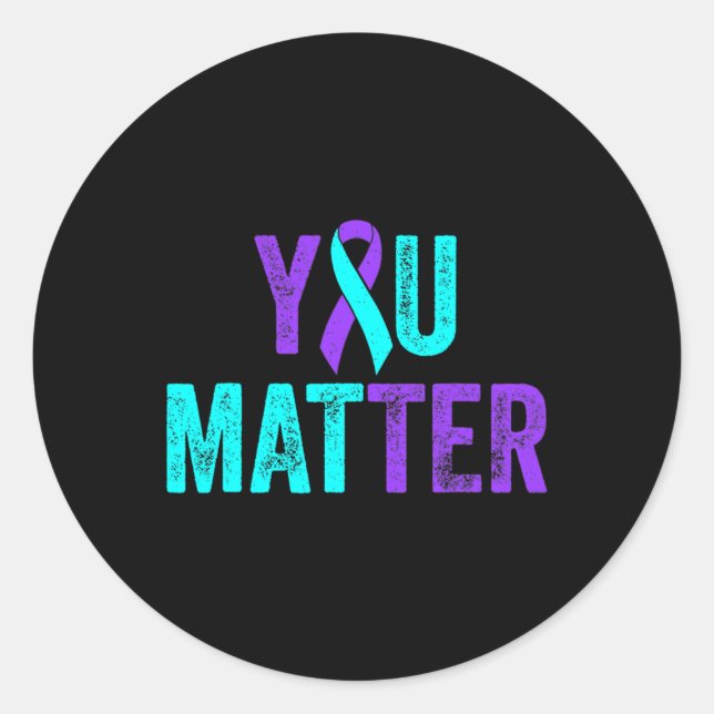 Sticker Rond Vous Comptez Prévention Suicide Turquoises Purple (Devant)