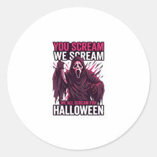 Sticker Rond Vous criez Nous Halloween Ghostface Couteau Sangla