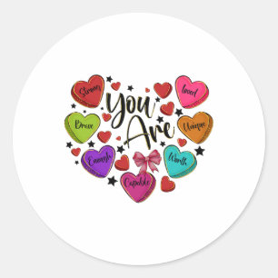 Sticker Rond Vous êtes aimé, digne d'amour, professeur de cœur 