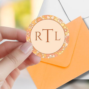 Sticker Rond Vous êtes Belle années 60 Vintage rose et orange