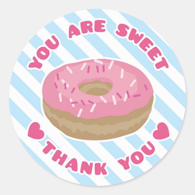 Sticker Rond Vous Êtes Doux Merci De Donut Rose (Devant)