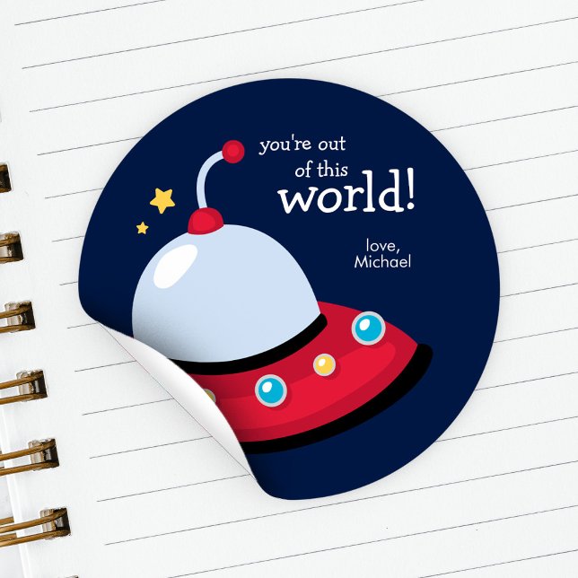 Sticker Rond "Vous êtes hors de ce monde" Valentines de l'école (Créateur téléchargé)