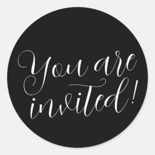 Sticker Rond Vous Êtes Invité Invitation De Fête