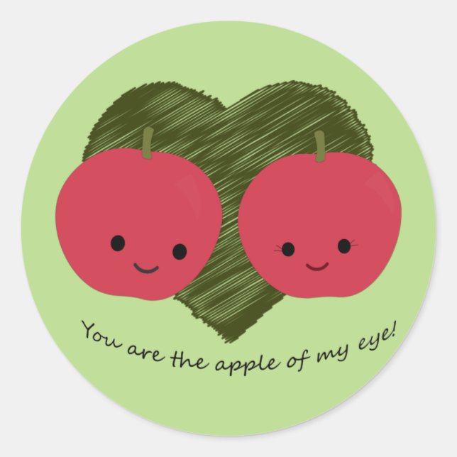 Sticker Rond Vous êtes la pomme de mon oeil (Devant)