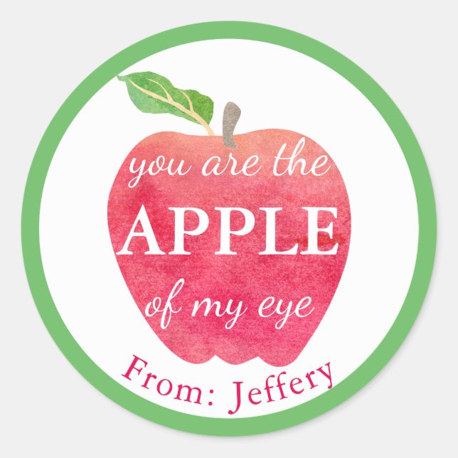 Sticker Rond Vous Êtes La Pomme De Mon Oeil Valentine Personnal (Devant)