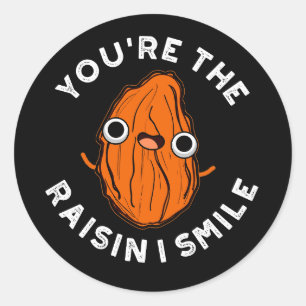 Sticker Rond Vous êtes le Raisin I Smile Funny Food Pun Dark BG