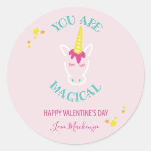 Sticker Rond Vous Êtes Magique Unicorn Valentines Day