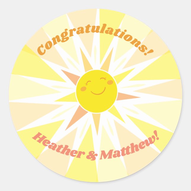 Sticker Rond Vous êtes mon Baby shower Sunshine (Devant)