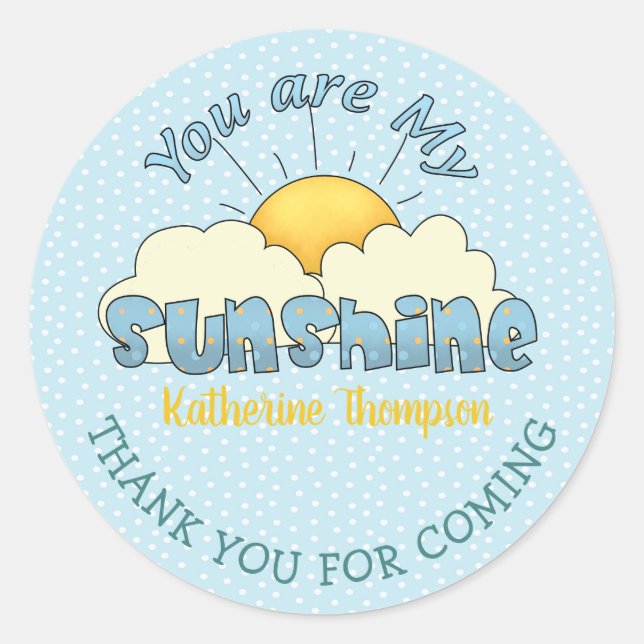 Sticker Rond Vous êtes mon soleil Bébé Garçon Douche   (Devant)