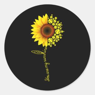 Sticker Rond Vous Êtes Mon Sunshine Sunflower Softball