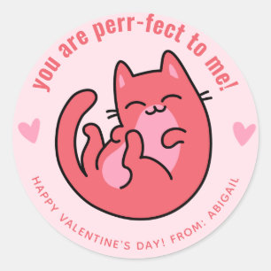 Sticker Rond Vous Êtes Parfait ! Cute Cat Classroom Valentine