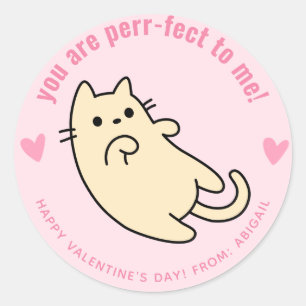 Sticker Rond Vous Êtes Parfait ! Cute Cat Classroom Valentine