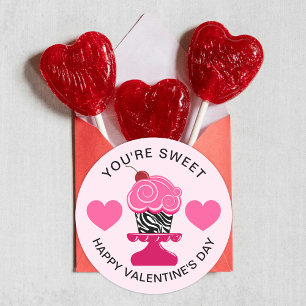 Sticker Rond Vous êtes un Heureuse Sainte-Valentin doux Cupcake