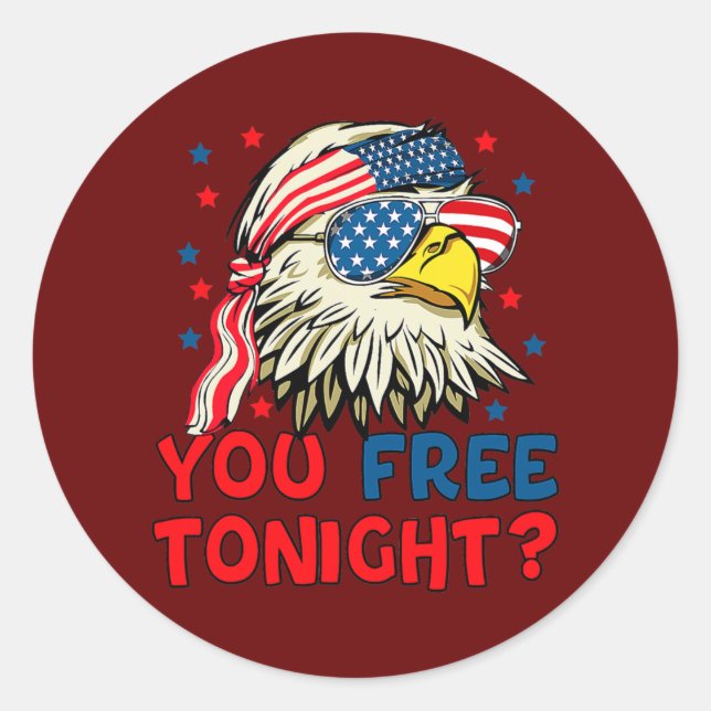 Sticker Rond Vous Libérez Ce Soir Bald Eagle Mullet drapeau Amé (Devant)