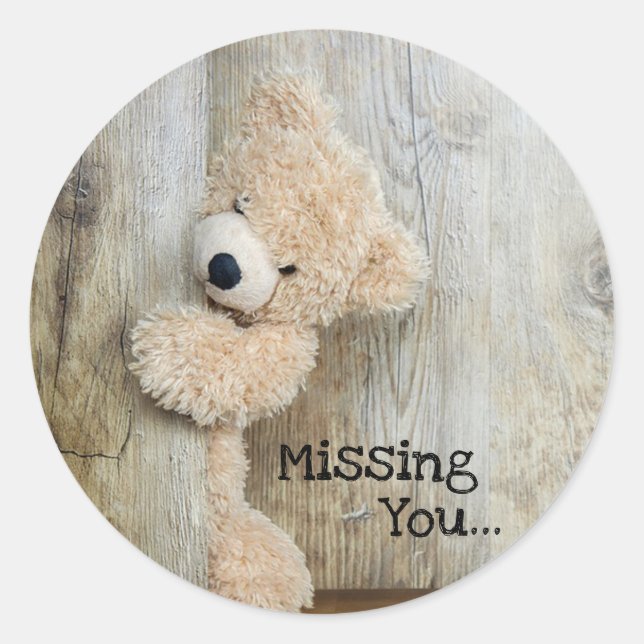 Sticker Rond Vous manquant ours de nounours (Devant)