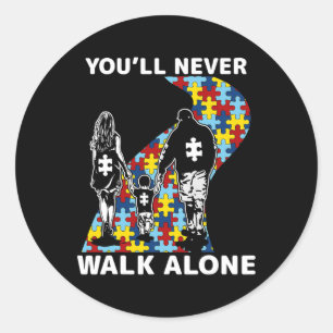 Sticker Rond Vous ne marcherez jamais seule Sensibilisation sur
