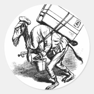 Sticker Rond Vous ne voyagez pas léger - Camel portant des sacs