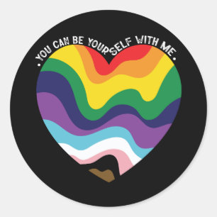 Sticker Rond Vous Pouvez Être Vous-Même Avec Moi, LGBT Transgen
