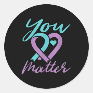 Sticker Rond Vous Prévention du suicide Sensibilisation Turquoi