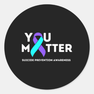 Sticker Rond Vous Problème - Prévention du suicide Turquoise Pu